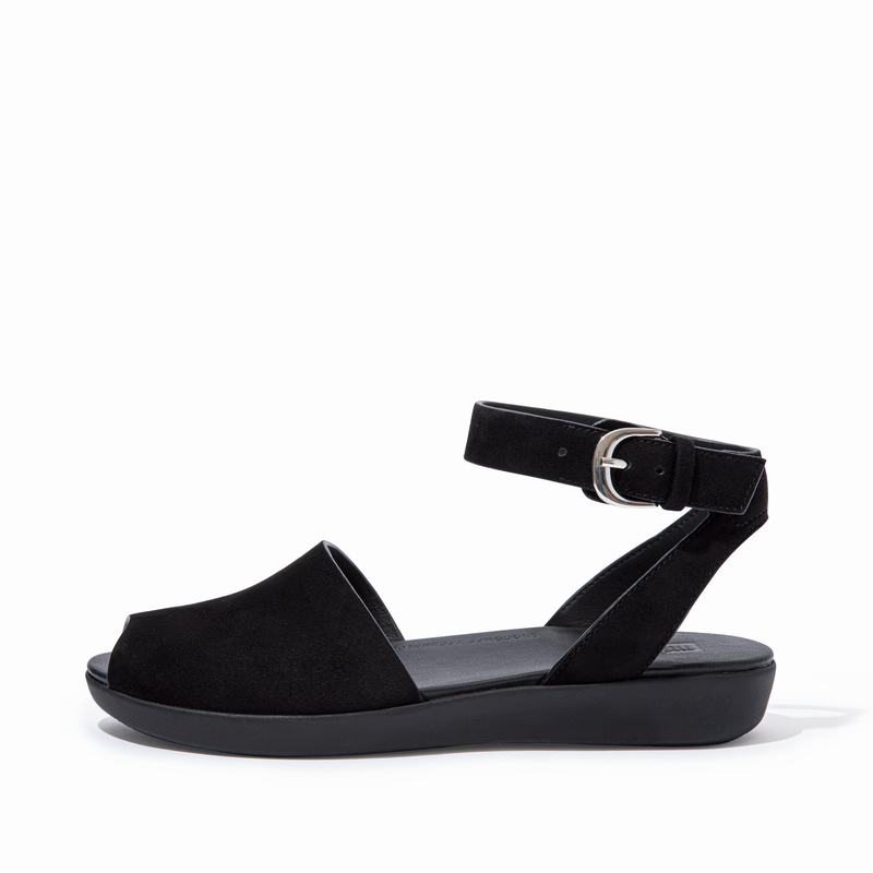 FitFlop Cova Suede Schwarz - FitFlop Backstrap Sandalen Damen Schweiz [YPJO-26043]